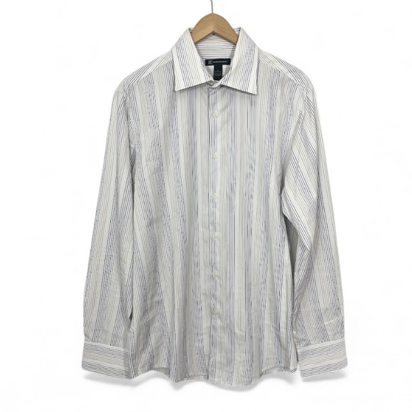 INC International Concepts Classic Fit Striped Dress Shirt Size Large Office - Picture 2 of 6